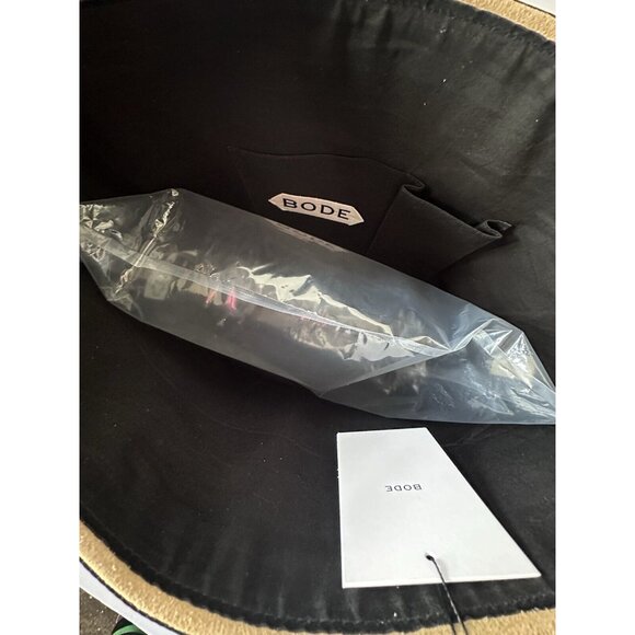 BODE Trefoil Tote Bag Black Beige Suede Leather - Picture 6 of 11